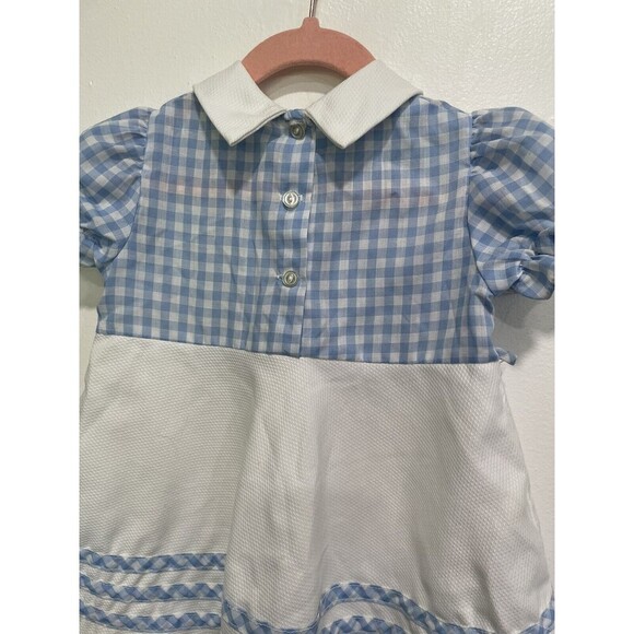 Vintage Toddler Time Smocked Ruffle Gingham Danity Prairie Embroidered Dress - Picture 7 of 9